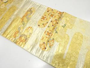 アンティーク　ヱ霞に華紋・七宝模様織り出し袋帯（材料）